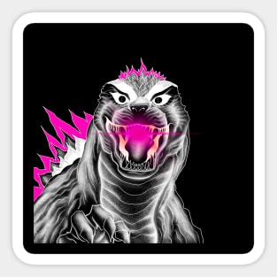 happy punk kaiju godzilla in pink style Sticker